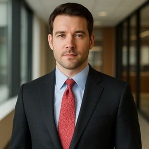 Tom James 100% Silk Tie Red Silver Geometric Diamond Pattern USA Classic Necktie